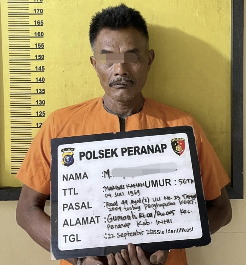 Pelaku KDRT di Inhu Tega Bakar Istri, Kini  Diamankan Polsek Peranap