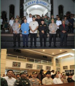 Disambut Dengan Suka Cita Jemaat, Rombongan Forkopimda Inhu Kompak Pantau Langsung Pengamanan dan Perayaan Natal