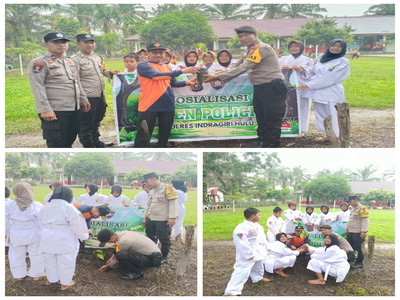 Polri Hadir, Polsek Lubuk Batu Jaya Gelar Penyuluhan Green Policing di SDN 09 LBJ