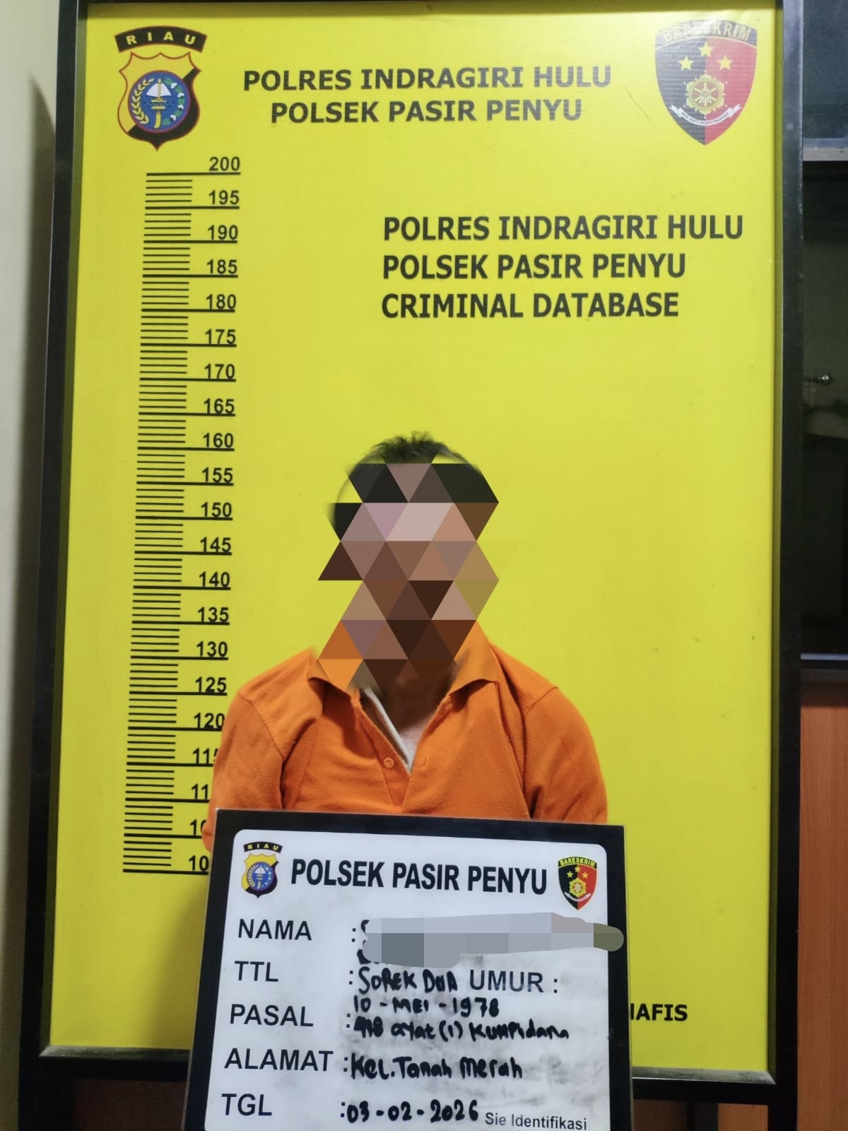 Polsek Pasir Penyu Amankan Seorang Bapak Tiri Diduga Lakukan Kekerasan Seksual terhadap Balita