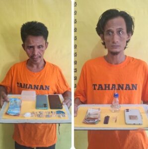 Polsek Kelayang Ringkus Dua Pelaku Penyalahgunaan Narkotika, Belasan Gram BB Sabu Diamankan