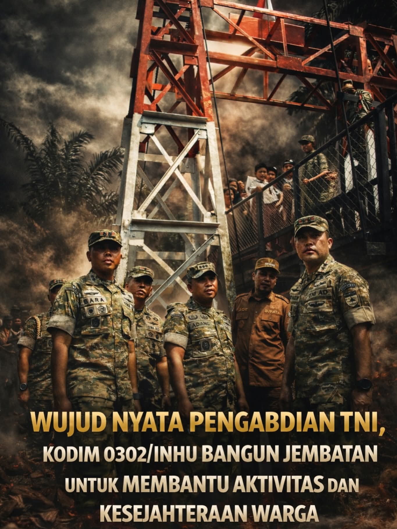 Wujud Nyata Pengabdian TNI, Kodim 0302/Inhu Hadir Bangun Jembatan untuk Membantu Masyarakat