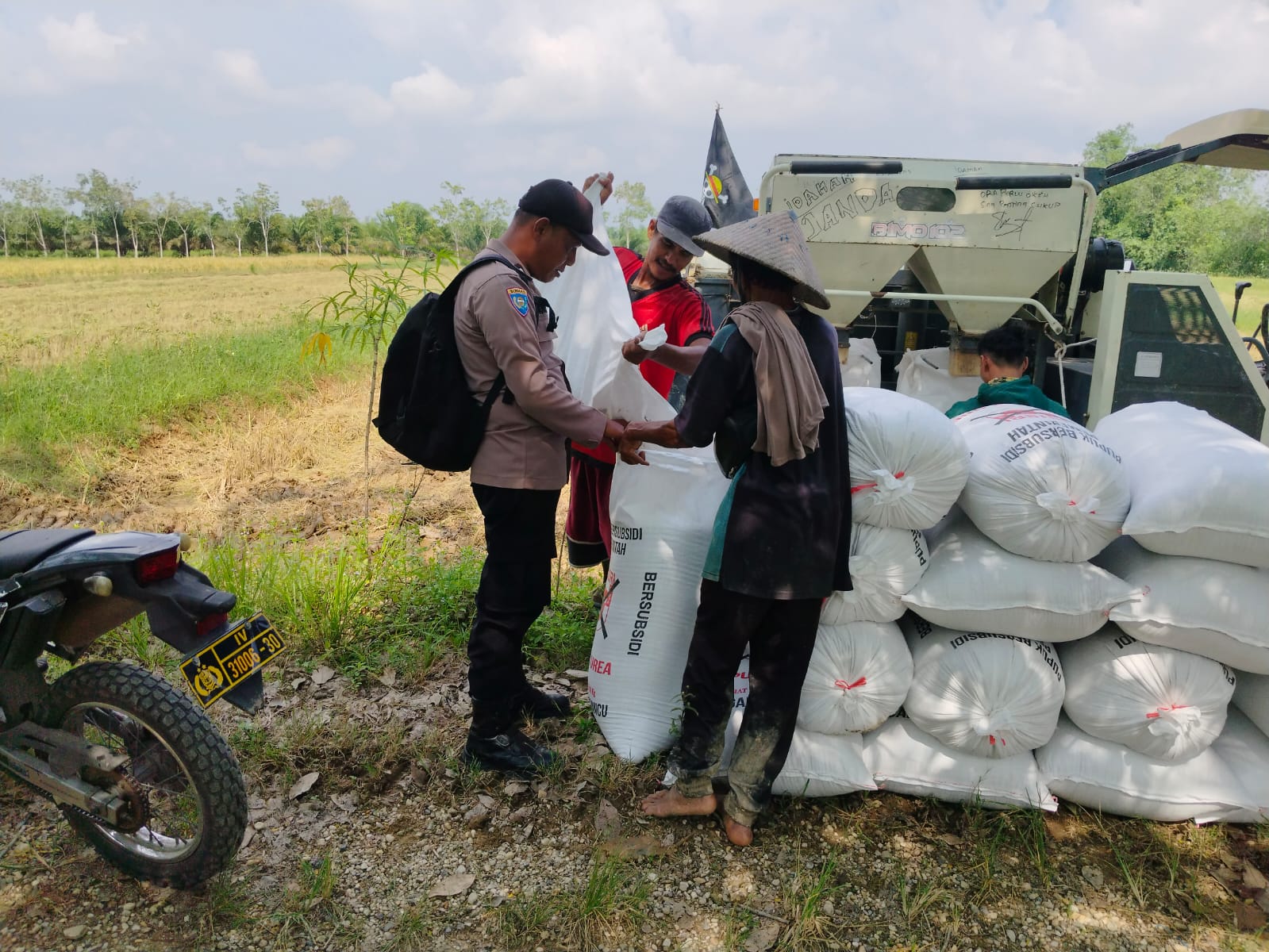 Bhabinkamtibmas Tanjung Sari Pantau Panen Padi, Pastikan Program P2B Berjalan