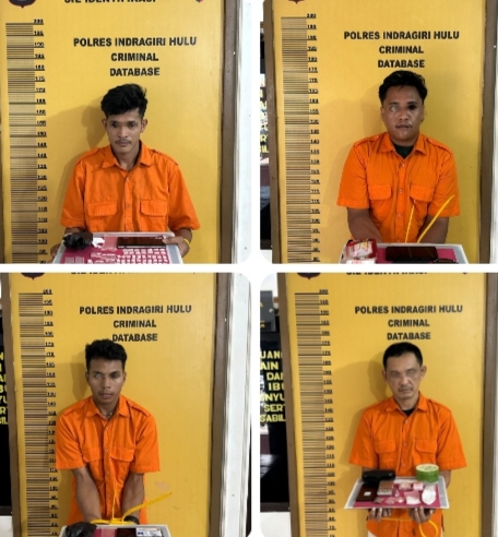 Dalam 12 Jam, Satres Narkoba Polres Inhu Amankan 4 Tersangka, Libatkan Oknum PNS dan Satpam