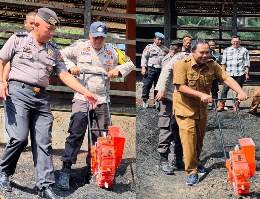 Dukung Ketahanan Pangan, Polsek Lirik Tanam Jagung Pipil Kuartal II di Desa Sungai Sagu