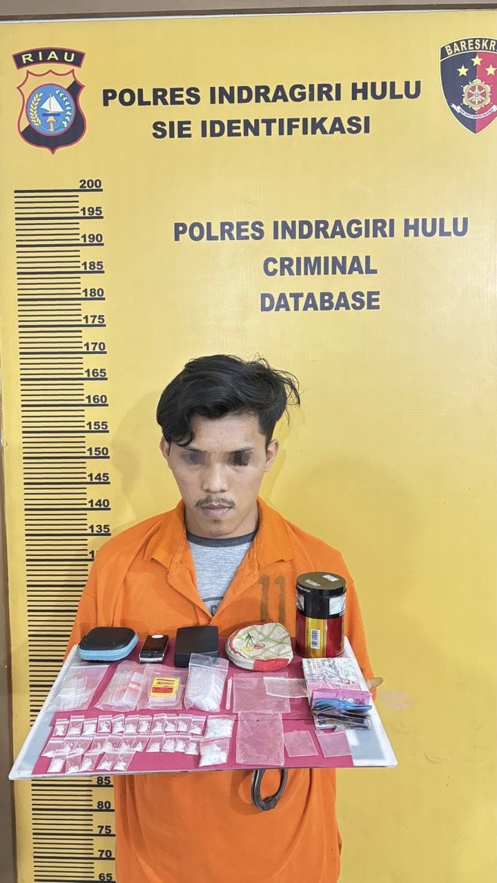 Satres Narkoba Polres Inhu Tangkap Pengedar Sabu Kampung Besar Seberang Rengat, Puluhan Paket BB Disita
