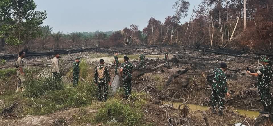 Tim Penyuluhan Mabes TNI Tinjau Lokasi Pasca-Karhutla di Indragiri Hulu