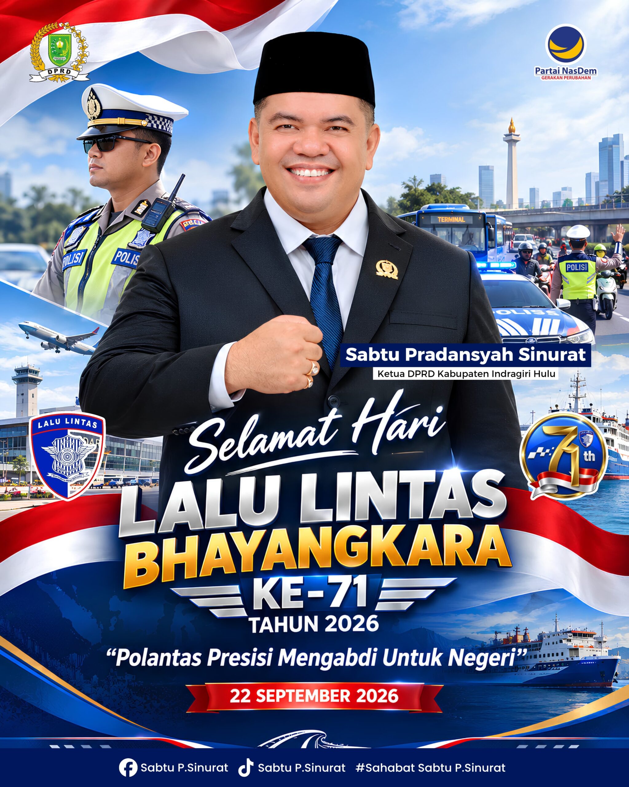 Ketua DPRD Inhu Sabtu Pradansyah Sinurat Ucapkan Selamat Hari Lalu Lintas Bhayangkara Ke-71