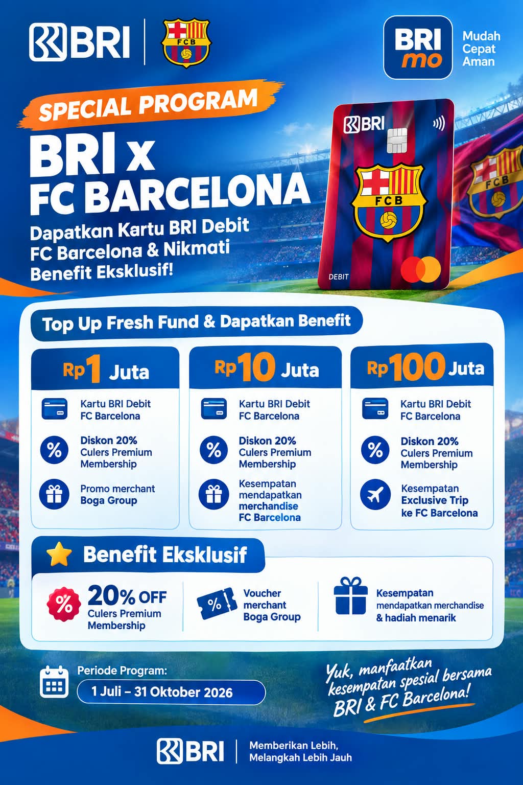 Kolaborasi BRI dan FC Barcelona, Tawarkan Kartu Debit Eksklusif dan Trip ke Spanyol