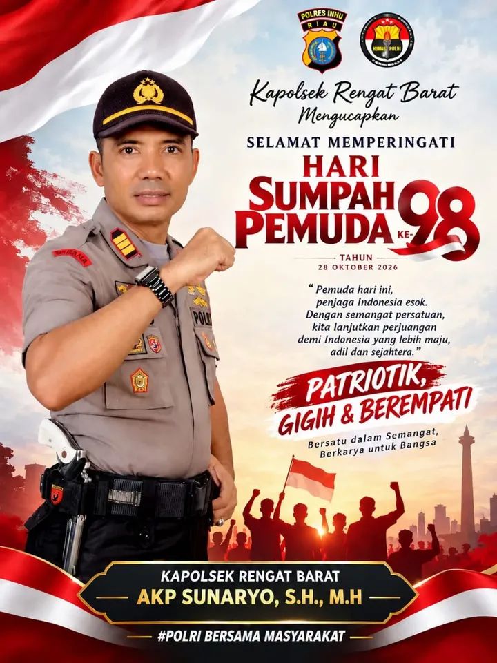 Kapolsek Rengat Barat AKP Sunaryo Ucapkan Selamat Hari Sumpah Pemuda ke-98